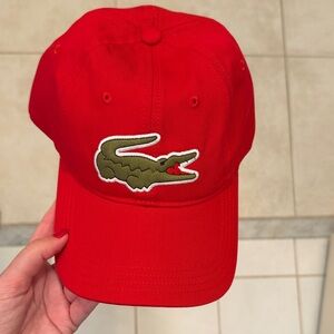 Lacoste Bold Red Cap with Crocodile Logo